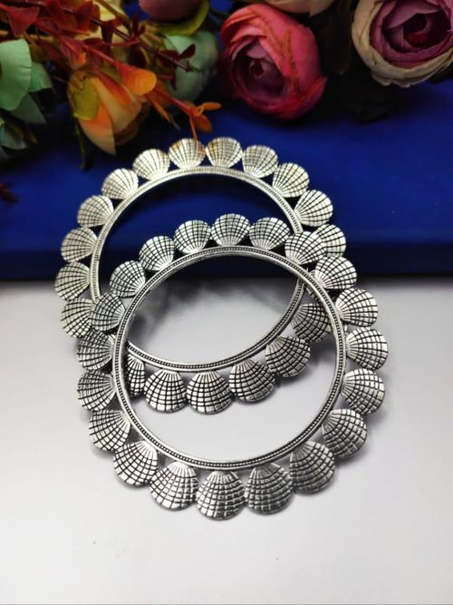 Designer Sea Shell Bangles – Best German Silver Oxidised Bangle For Girls