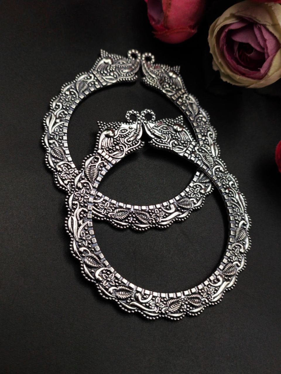 Oxidised German Silver Elephant Bangle For Girls