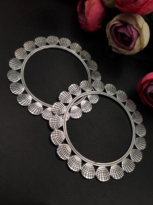 Designer Sea Shell Bangles – Best German Silver Oxidised Bangle For Girls