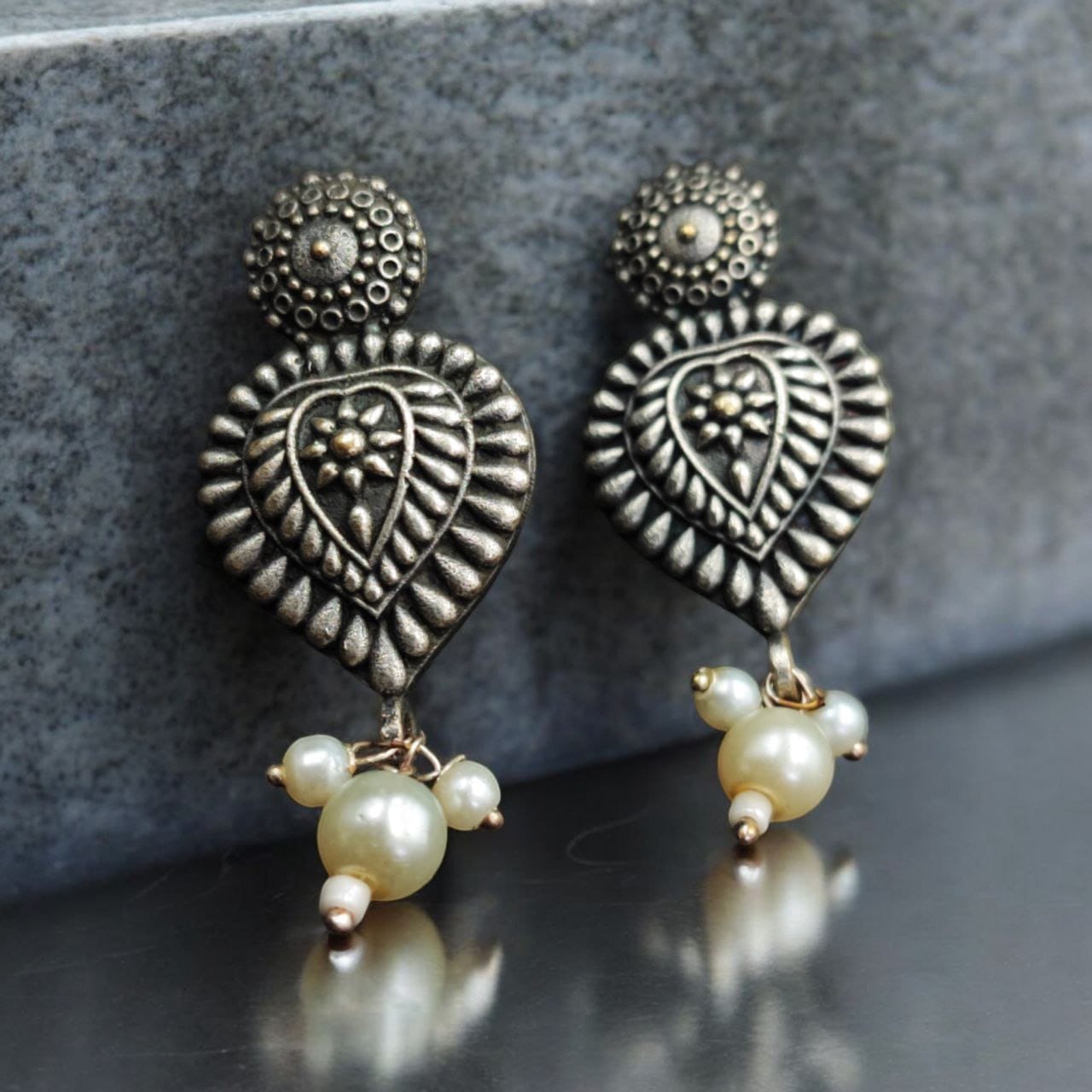 Vintage Look Silver Replica Necklace Set | Unique Traditional Indian Jewelry