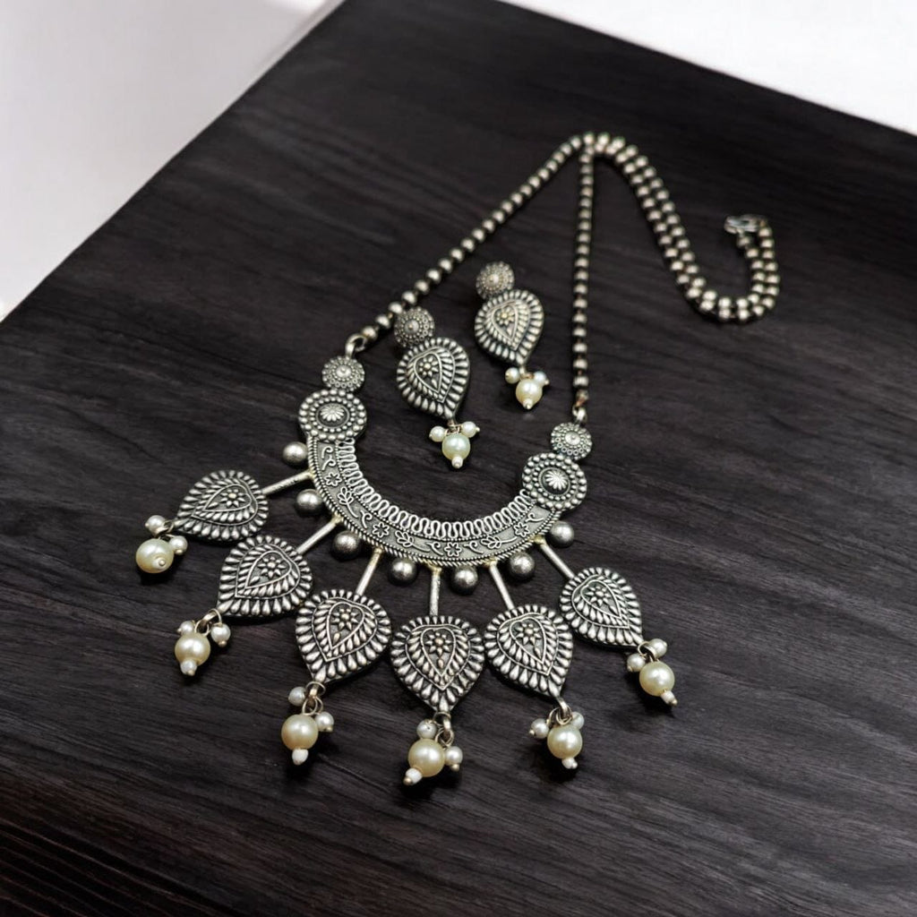 Vintage Look Silver Replica Necklace Set | Unique Traditional Indian Jewelry
