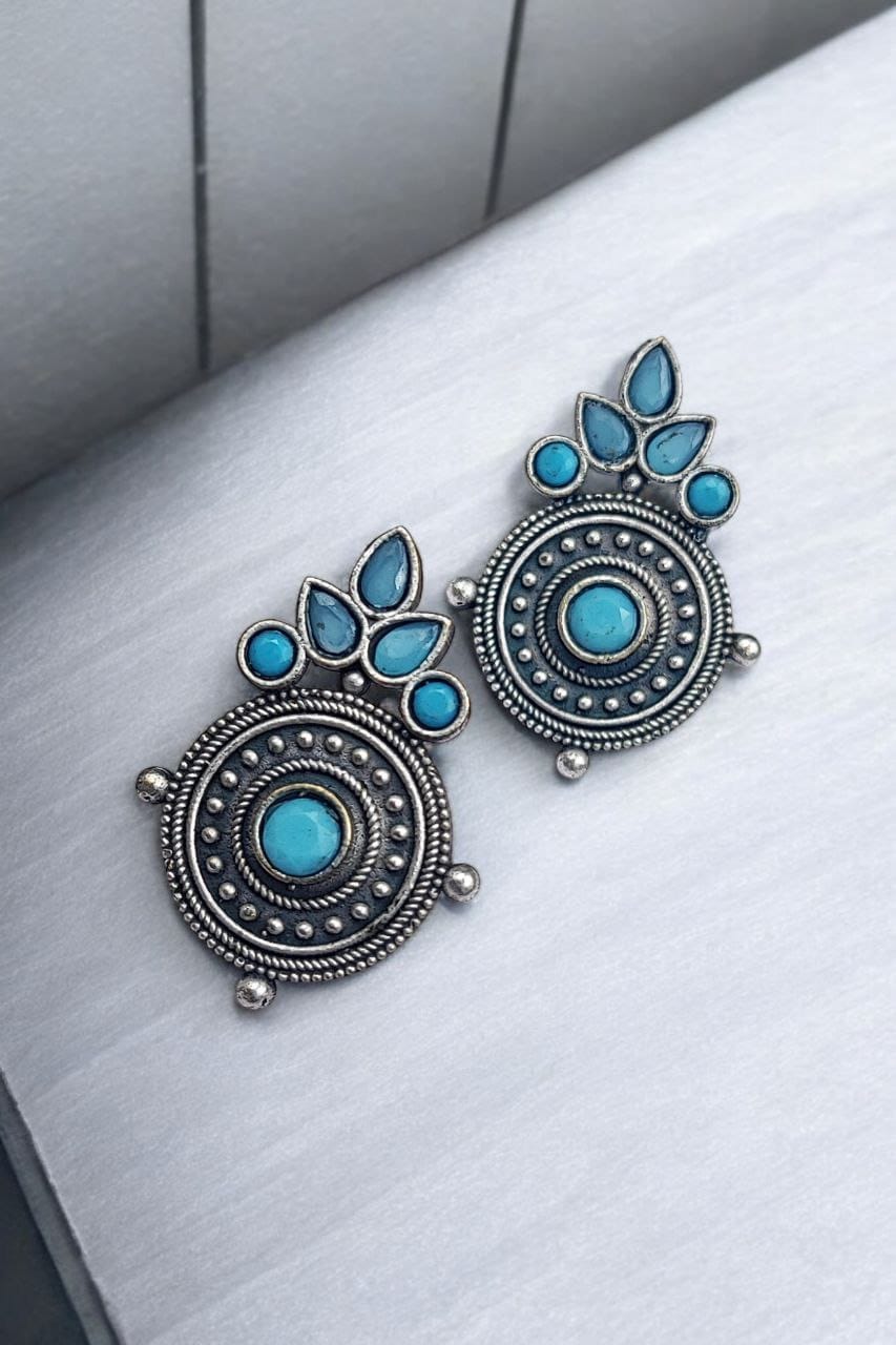 Oxidized Elephant Necklace Set | Unique Long Dangler Silver Touch Jewelry