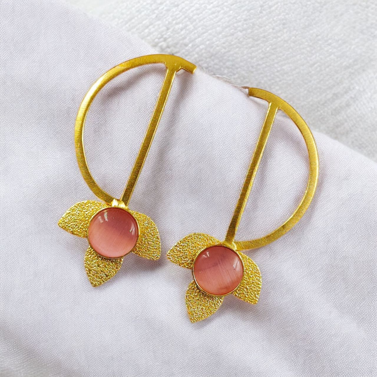 Light Weight Gold Polish Contemporary Earrings | Casual Wear Jewelry