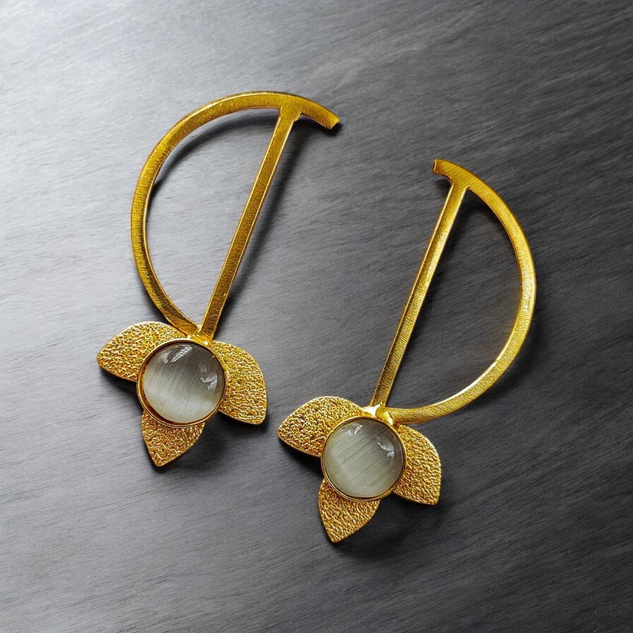 Light Weight Gold Polish Contemporary Earrings | Casual Wear Jewelry