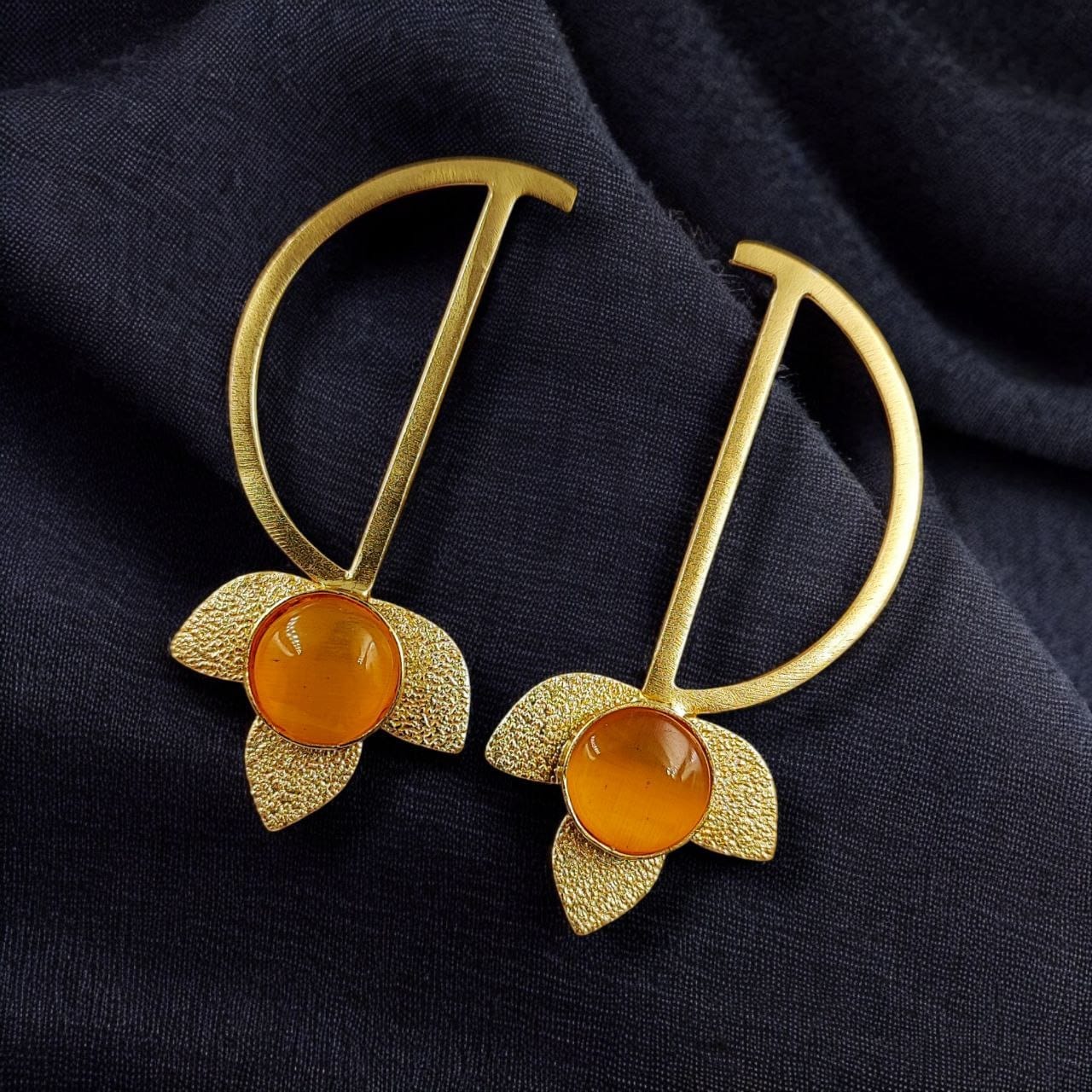 Light Weight Gold Polish Contemporary Earrings | Casual Wear Jewelry