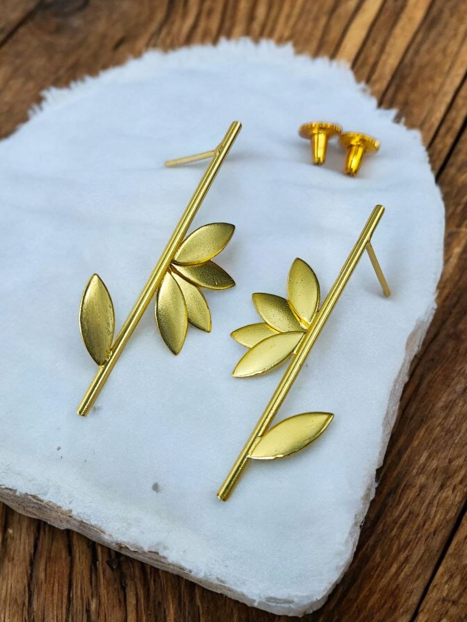 Gold Plated Bamboo Earring | Unique Contemporary Jewelry