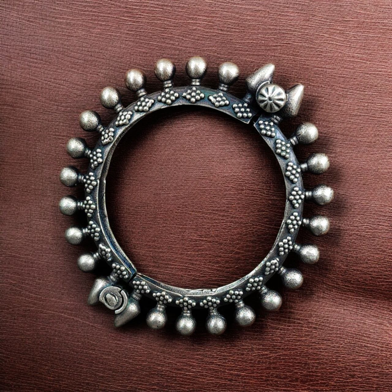 Antique Spike Bracelet | Adorable Oxidized Free-Size Bangles / Kada For Girls