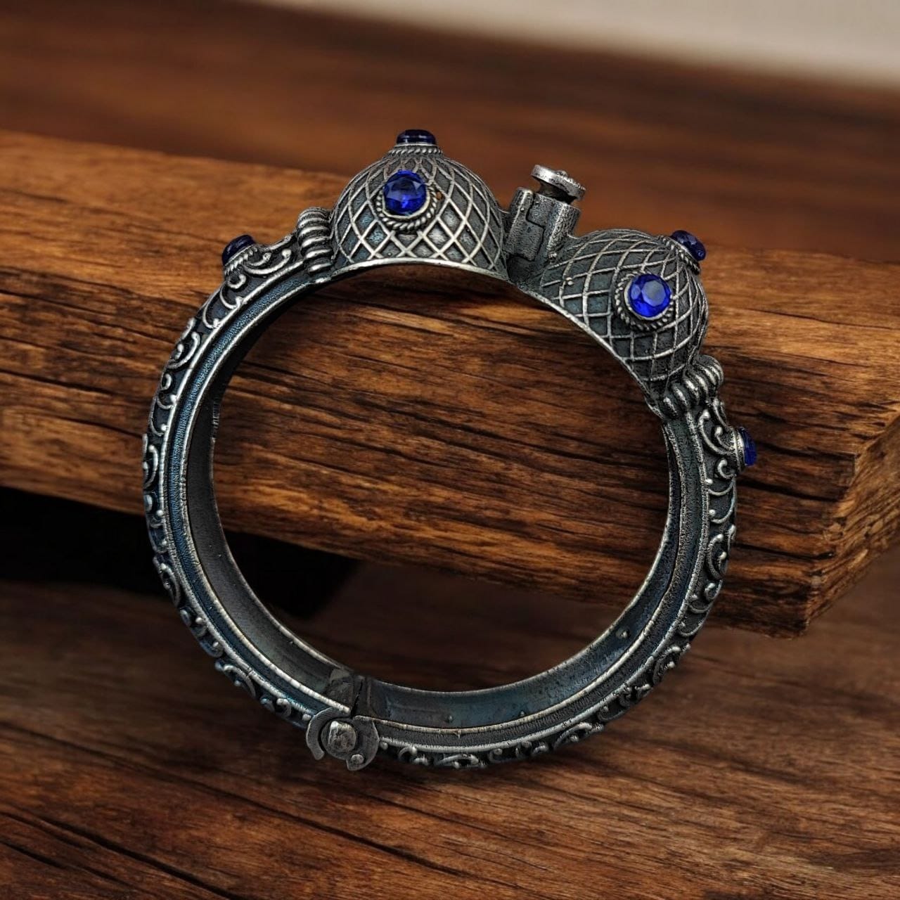 Antique Silver Bracelet | Oxidized Kada with Stone Work | Best Openable Bangle