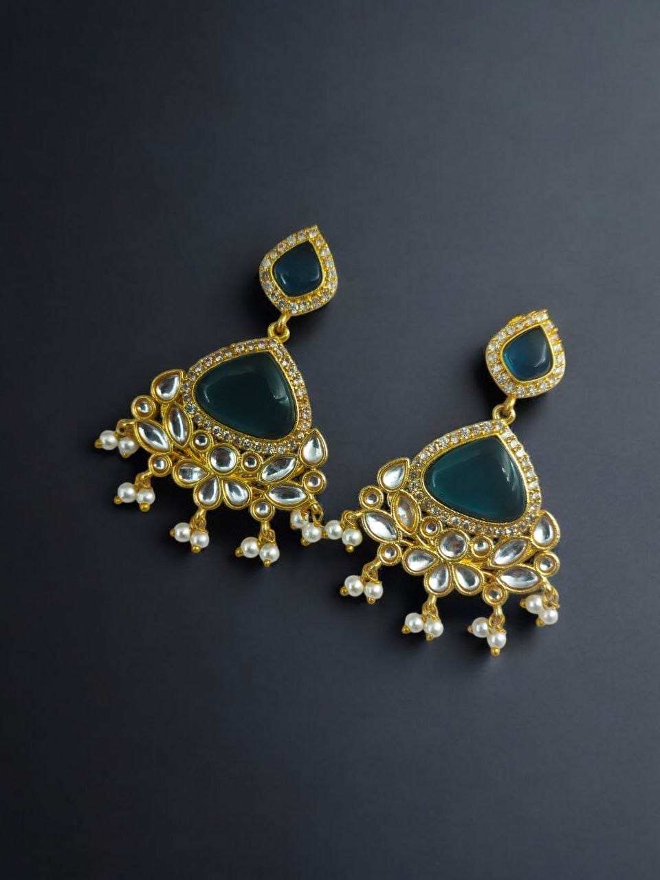 Indian Style Gold-Plated Earrings | Monalisa & AD Stone Contemporary Jewelry