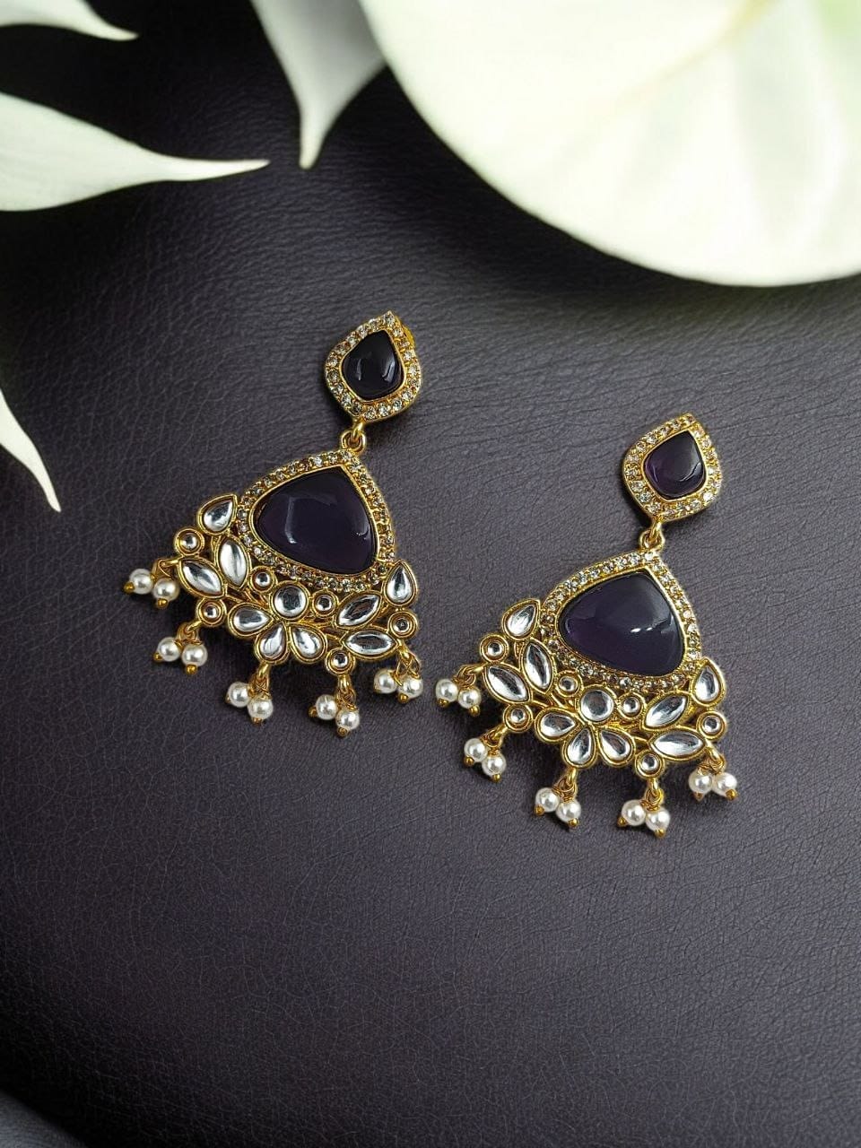 Indian Style Gold-Plated Earrings | Monalisa & AD Stone Contemporary Jewelry