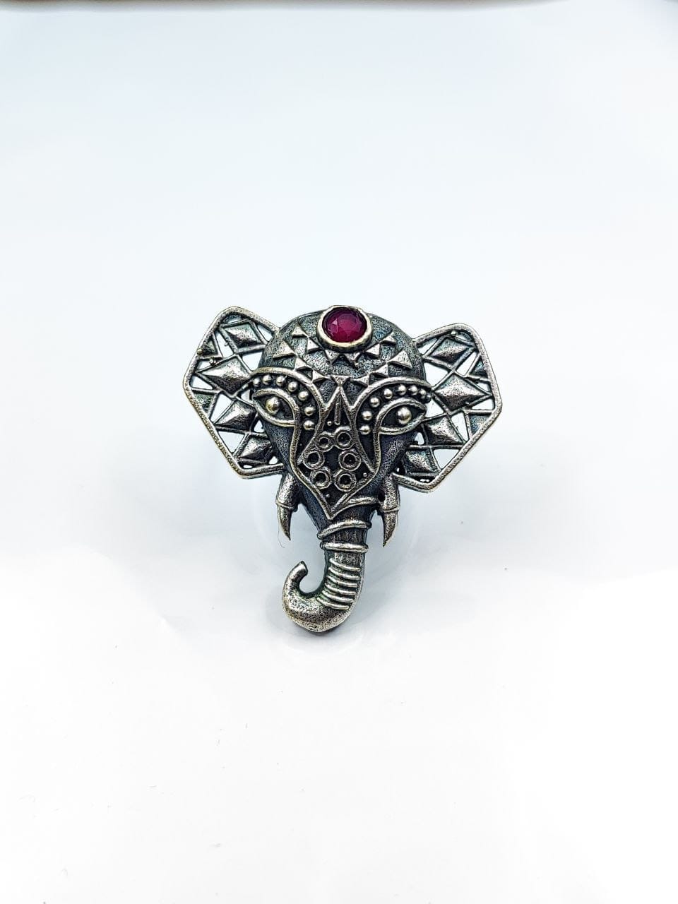 Oxidised Silver Replica Elephant Design Ring | Affordable Adjustable Size Rings For Girls