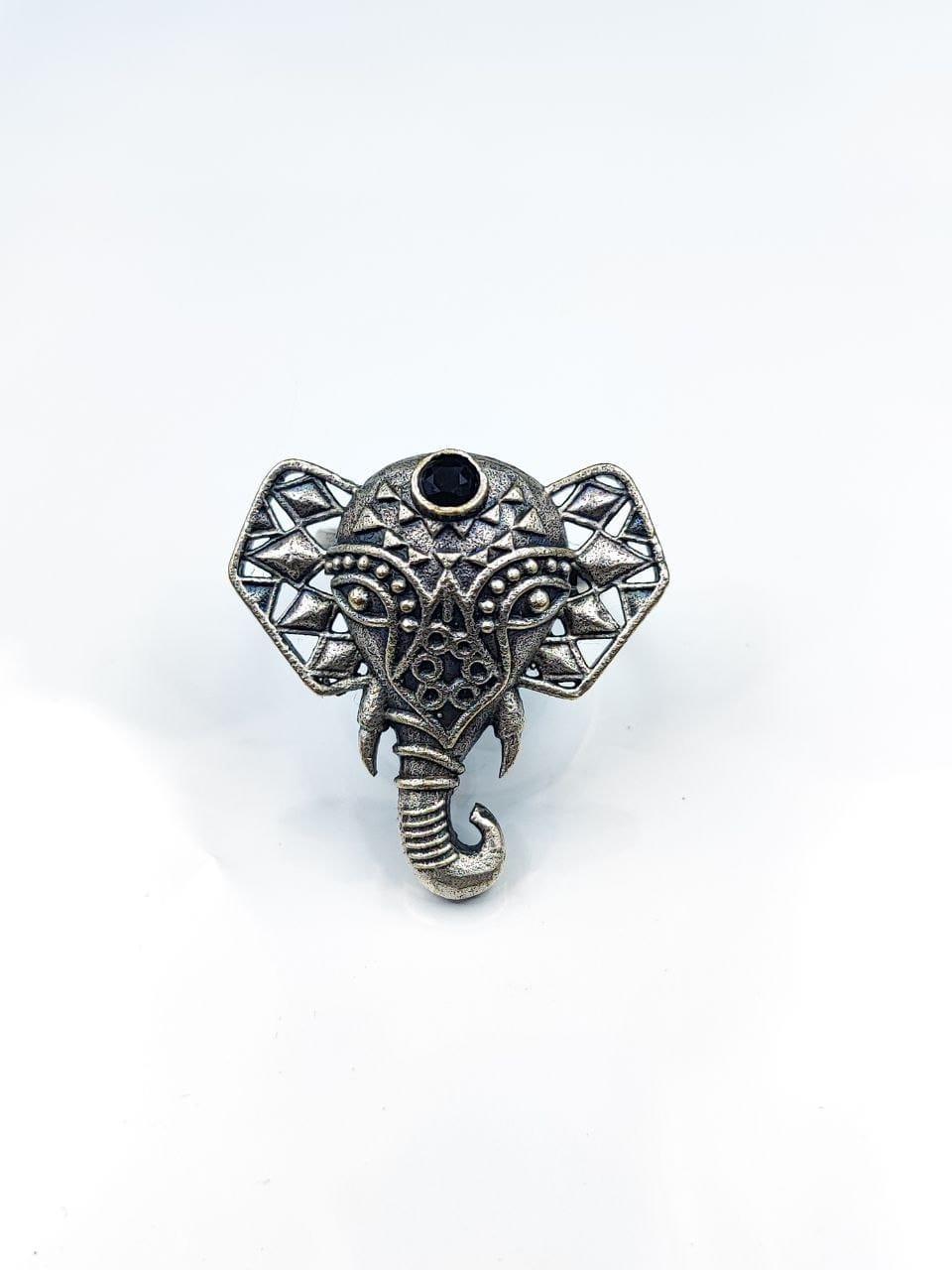 Oxidised Silver Replica Elephant Design Ring | Affordable Adjustable Size Rings For Girls