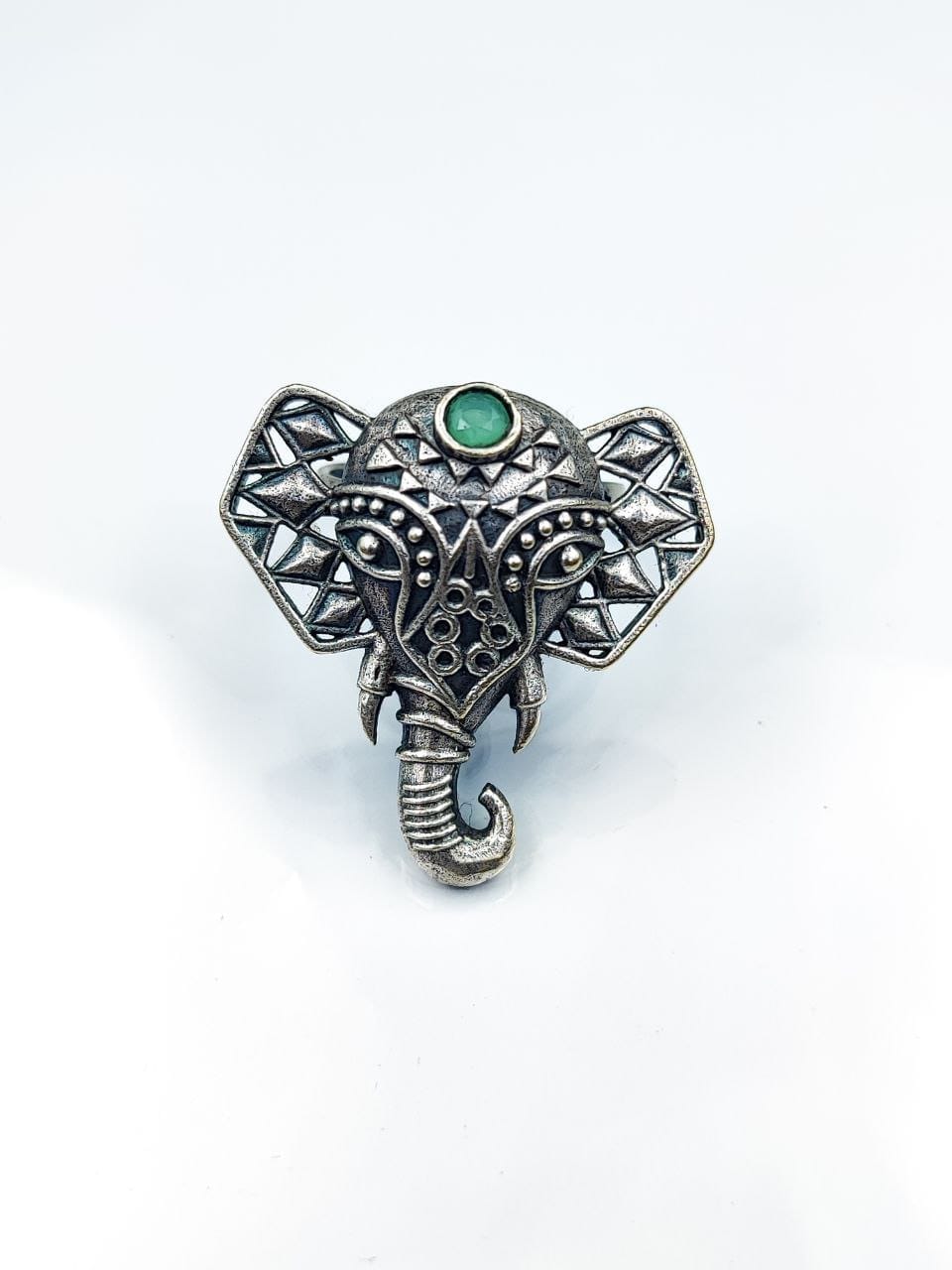 Oxidised Silver Replica Elephant Design Ring | Affordable Adjustable Size Rings For Girls