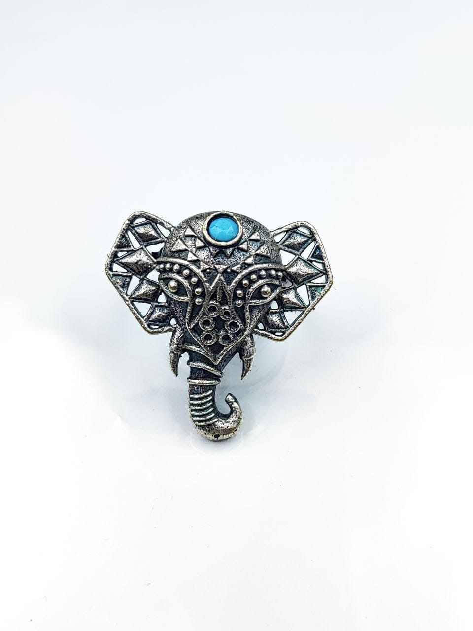 Oxidised Silver Replica Elephant Design Ring | Affordable Adjustable Size Rings For Girls