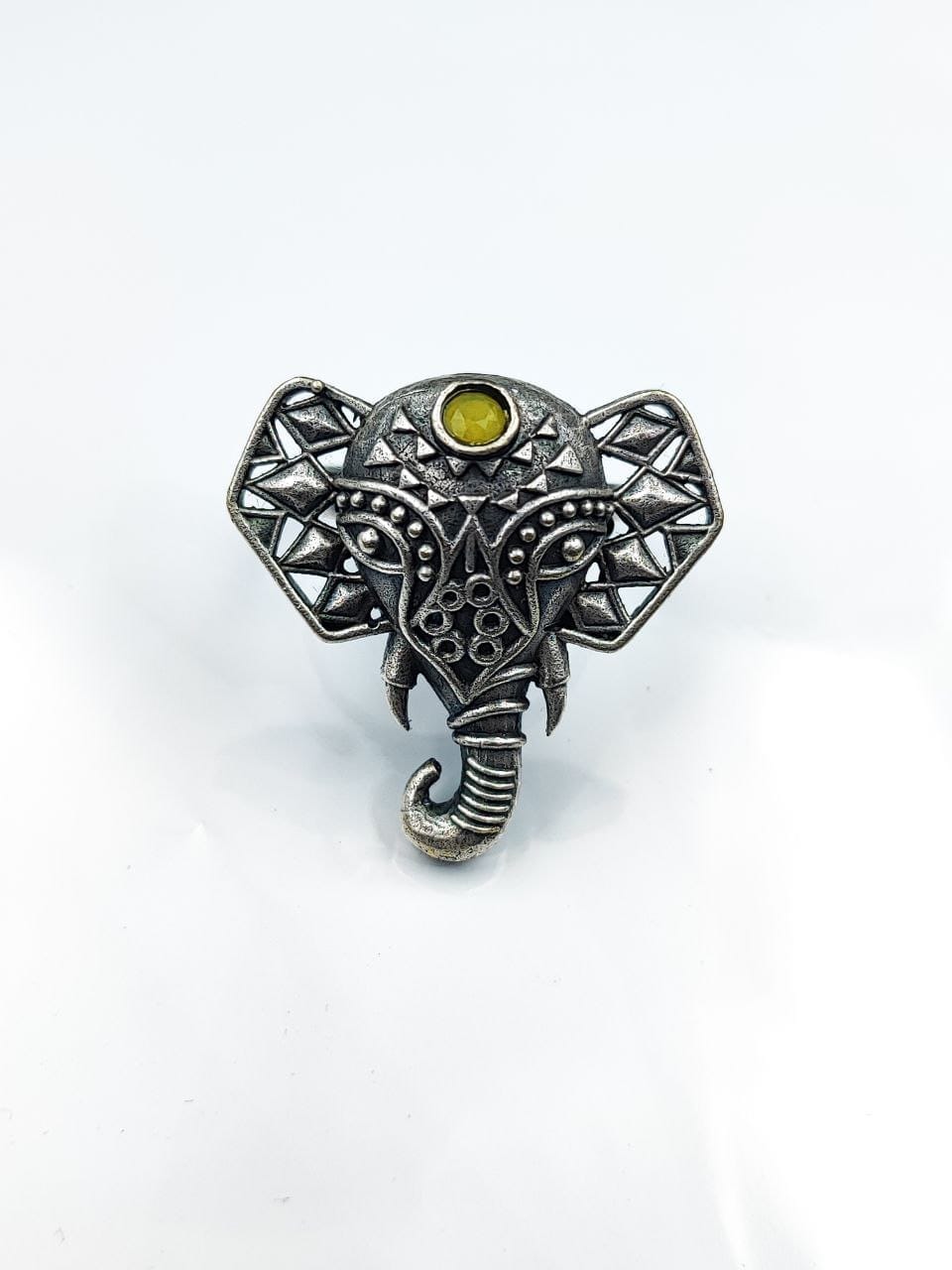 Oxidised Silver Replica Elephant Design Ring | Affordable Adjustable Size Rings For Girls