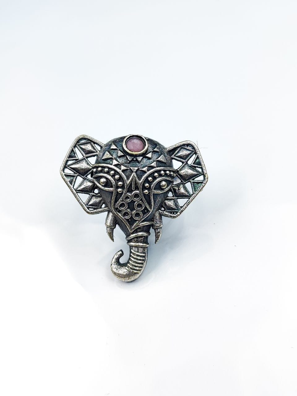 Oxidised Silver Replica Elephant Design Ring | Affordable Adjustable Size Rings For Girls