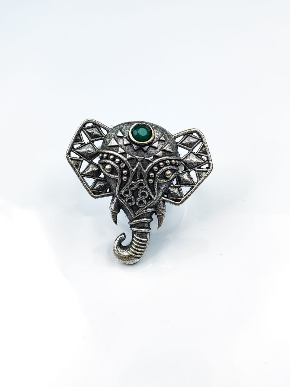 Oxidised Silver Replica Elephant Design Ring | Affordable Adjustable Size Rings For Girls
