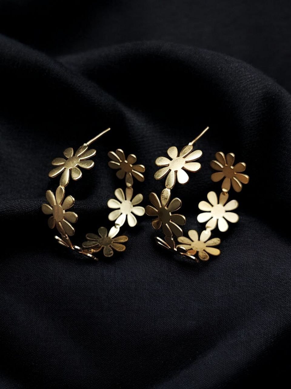 Gold-Plated Designer Flower Earrings | Unique Bali Style Contemporary Earring