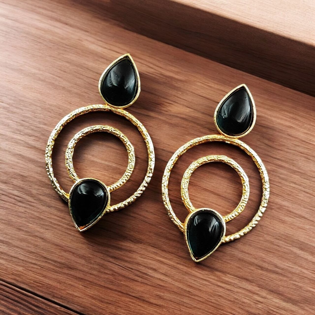 Beautiful Gold-Plated Monalisa Stone Earrings – Perfect Studs for You