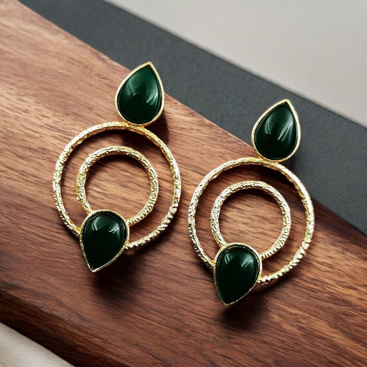 Beautiful Gold-Plated Monalisa Stone Earrings – Perfect Studs for You