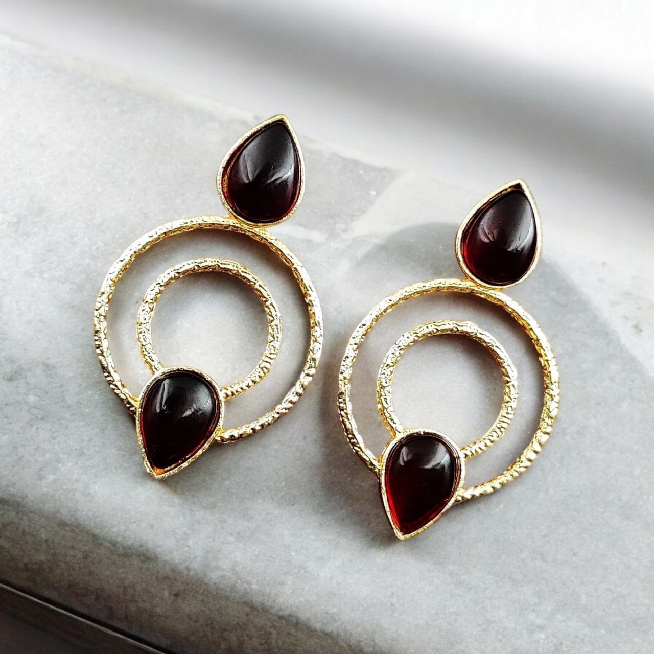 Beautiful Gold-Plated Monalisa Stone Earrings – Perfect Studs for You