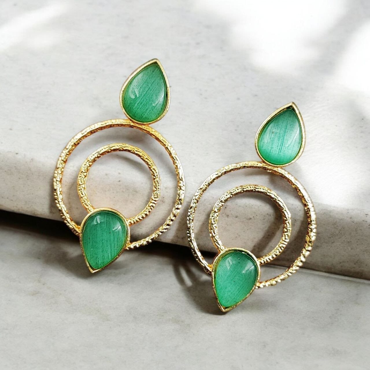 Beautiful Gold-Plated Monalisa Stone Earrings – Perfect Studs for You