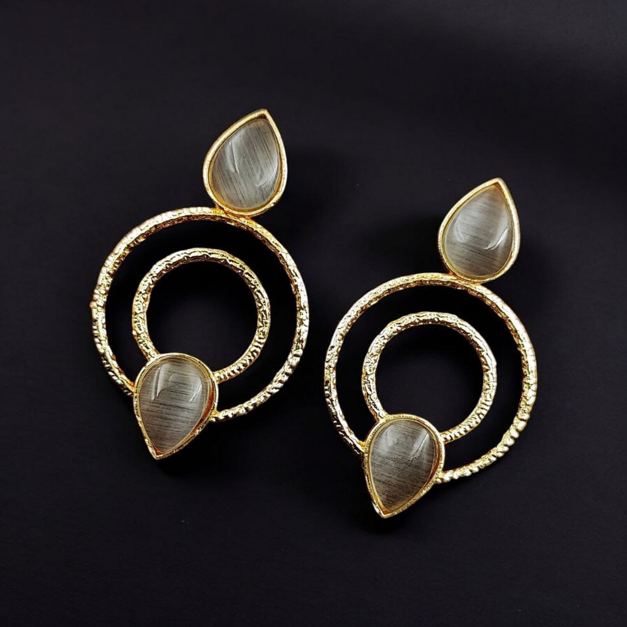Beautiful Gold-Plated Monalisa Stone Earrings – Perfect Studs for You