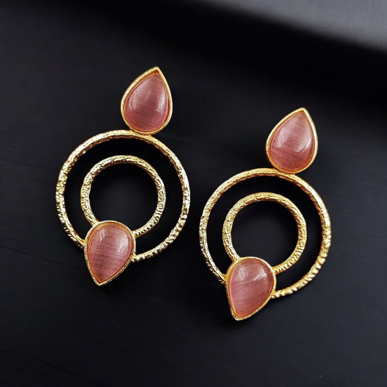 Beautiful Gold-Plated Monalisa Stone Earrings – Perfect Studs for You