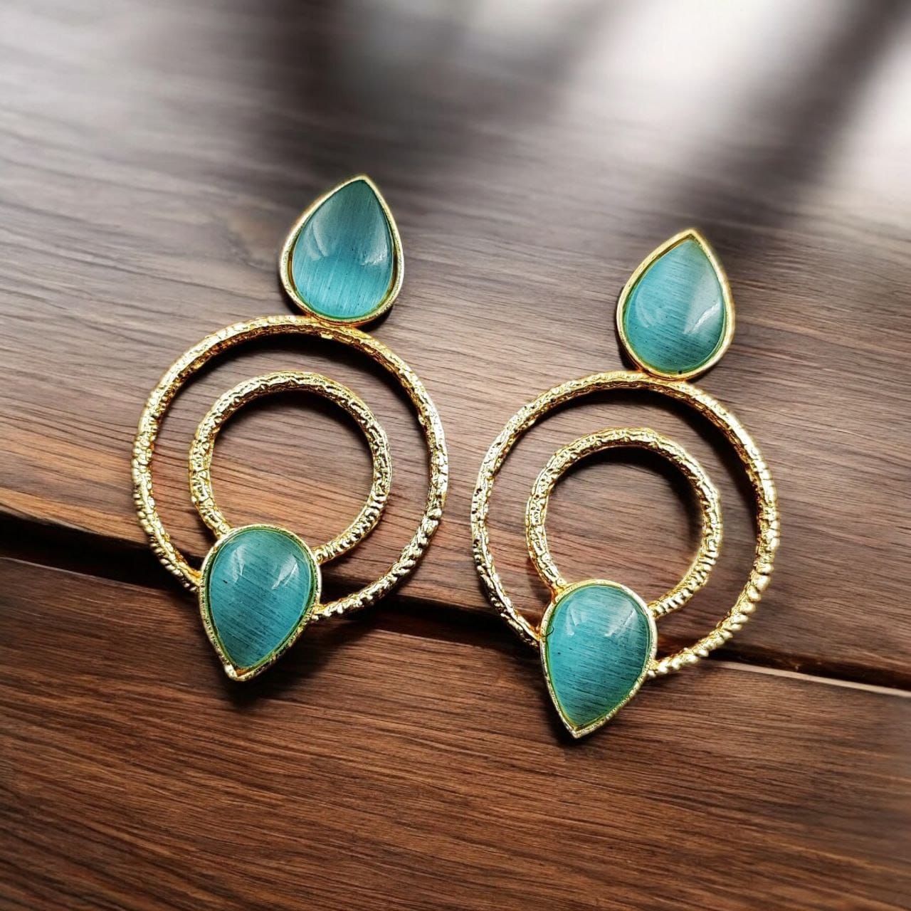 Beautiful Gold-Plated Monalisa Stone Earrings – Perfect Studs for You