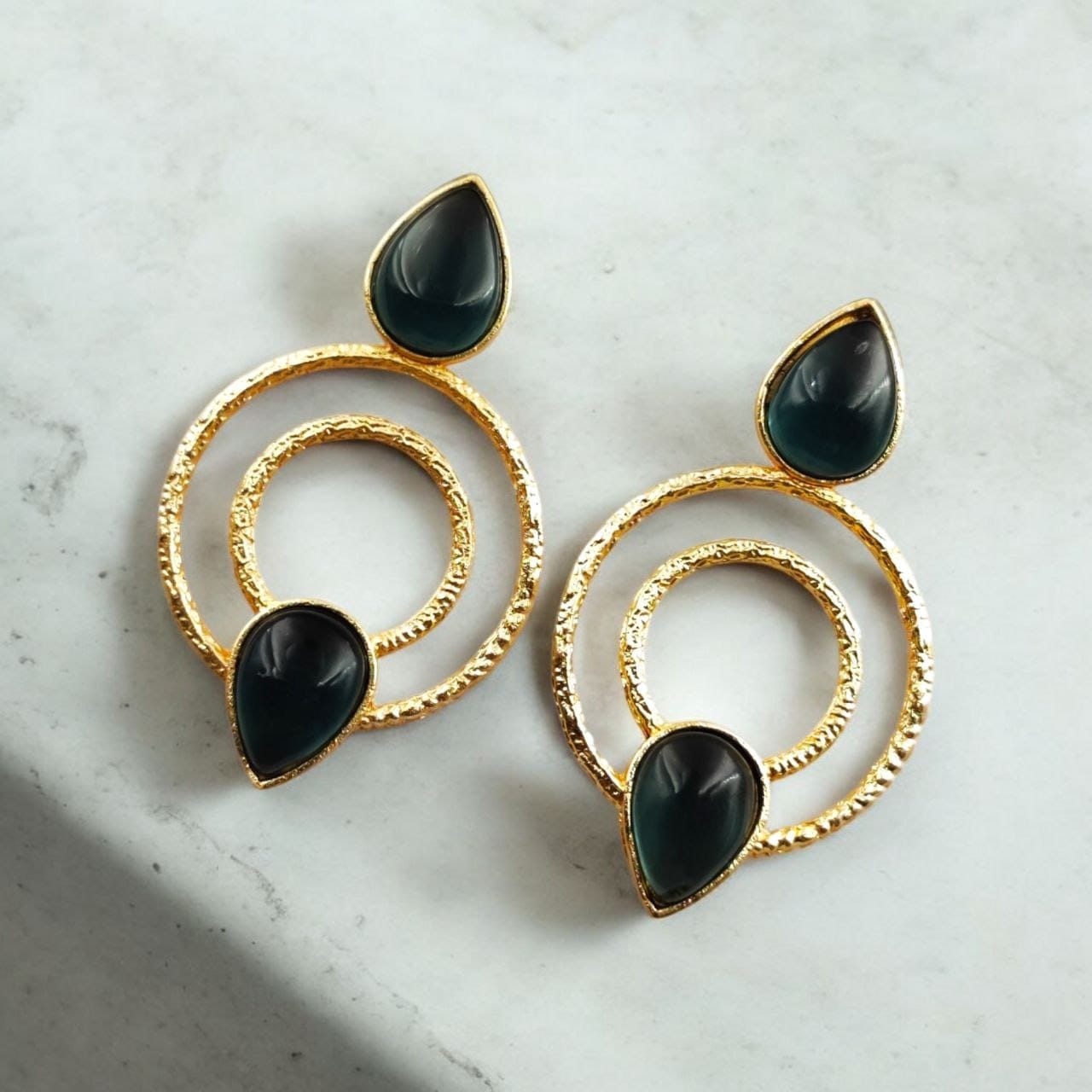 Beautiful Gold-Plated Monalisa Stone Earrings – Perfect Studs for You