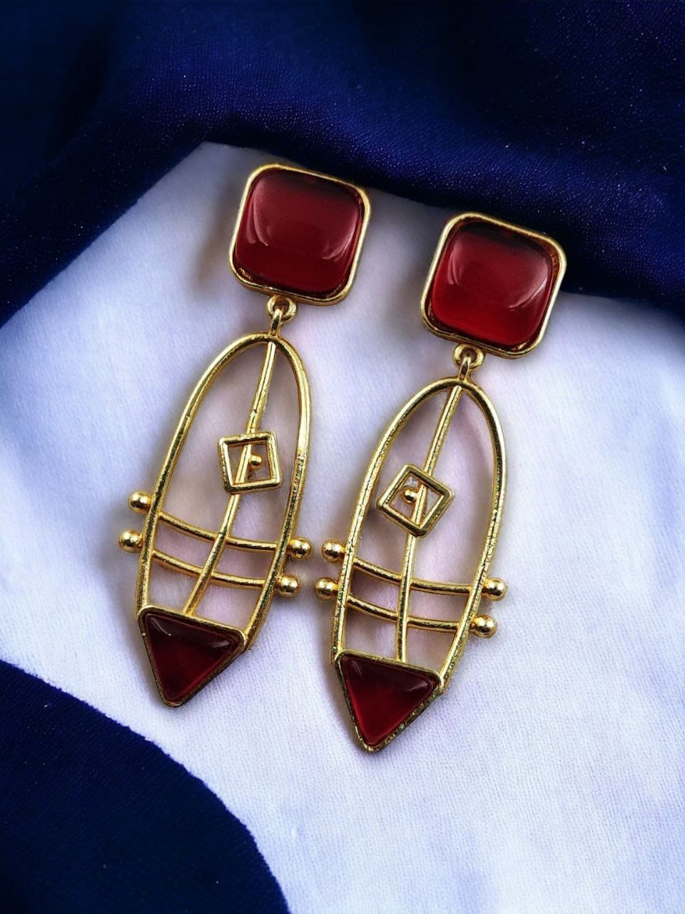 Modern Goldplated Monalisa Stone Earrings – Best Stylish Western Elegance