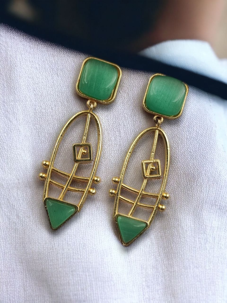 Modern Goldplated Monalisa Stone Earrings – Best Stylish Western Elegance