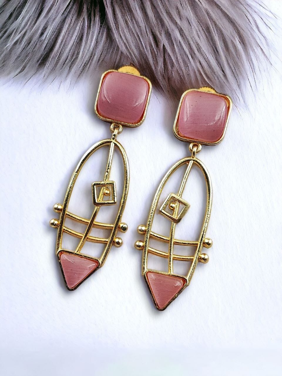 Modern Goldplated Monalisa Stone Earrings – Best Stylish Western Elegance
