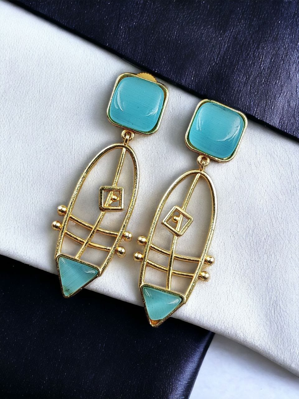 Modern Goldplated Monalisa Stone Earrings – Best Stylish Western Elegance
