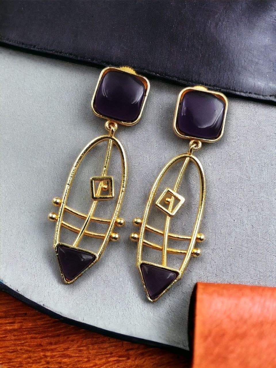 Modern Goldplated Monalisa Stone Earrings – Best Stylish Western Elegance