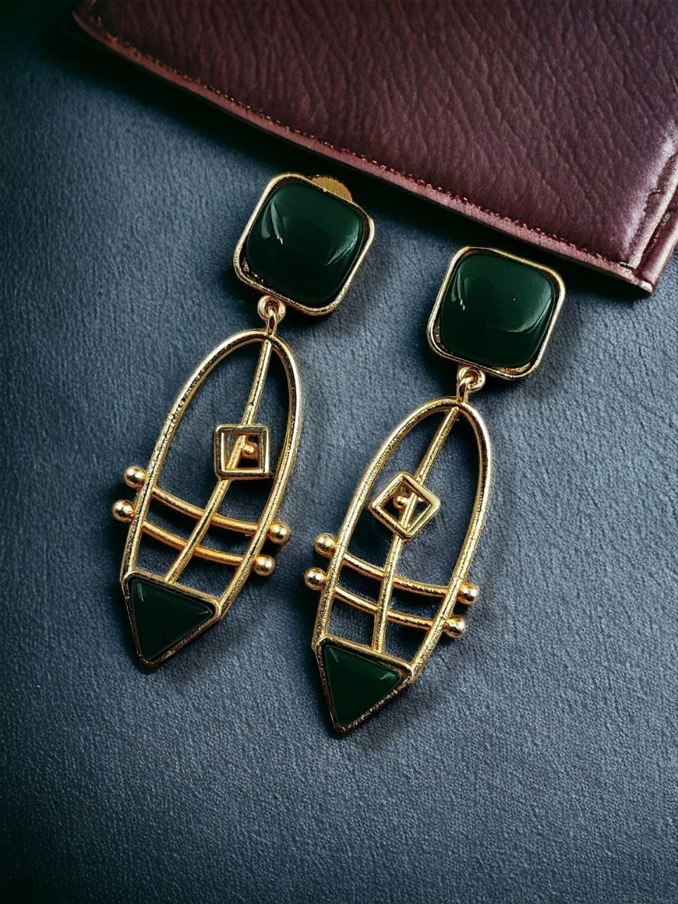 Modern Goldplated Monalisa Stone Earrings – Best Stylish Western Elegance