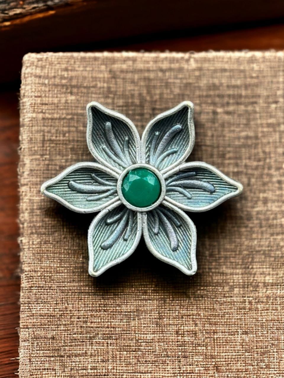 Perfect Adjustable Brass Flower Ring with Elegant Stone Detail