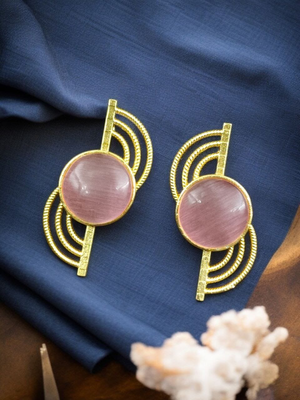 Exclusive Gold-Plated Stud With Stone | Light weighted Partywear Earring