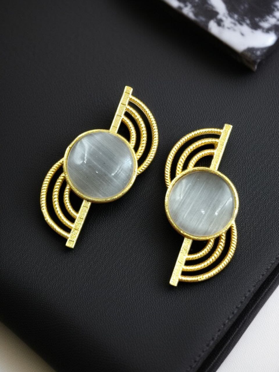 Exclusive Gold-Plated Stud With Stone | Light weighted Partywear Earring