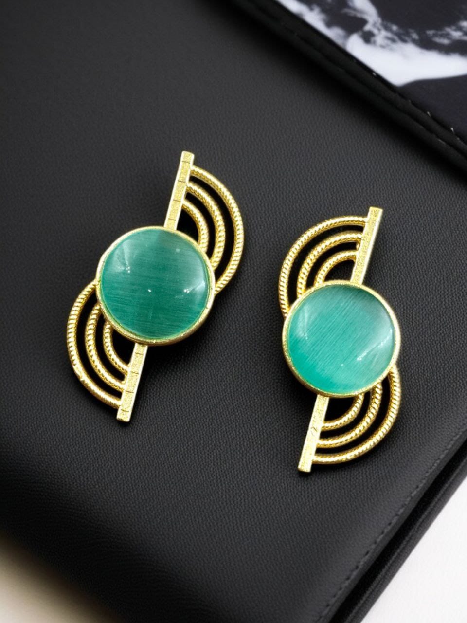 Exclusive Gold-Plated Stud With Stone | Light weighted Partywear Earring