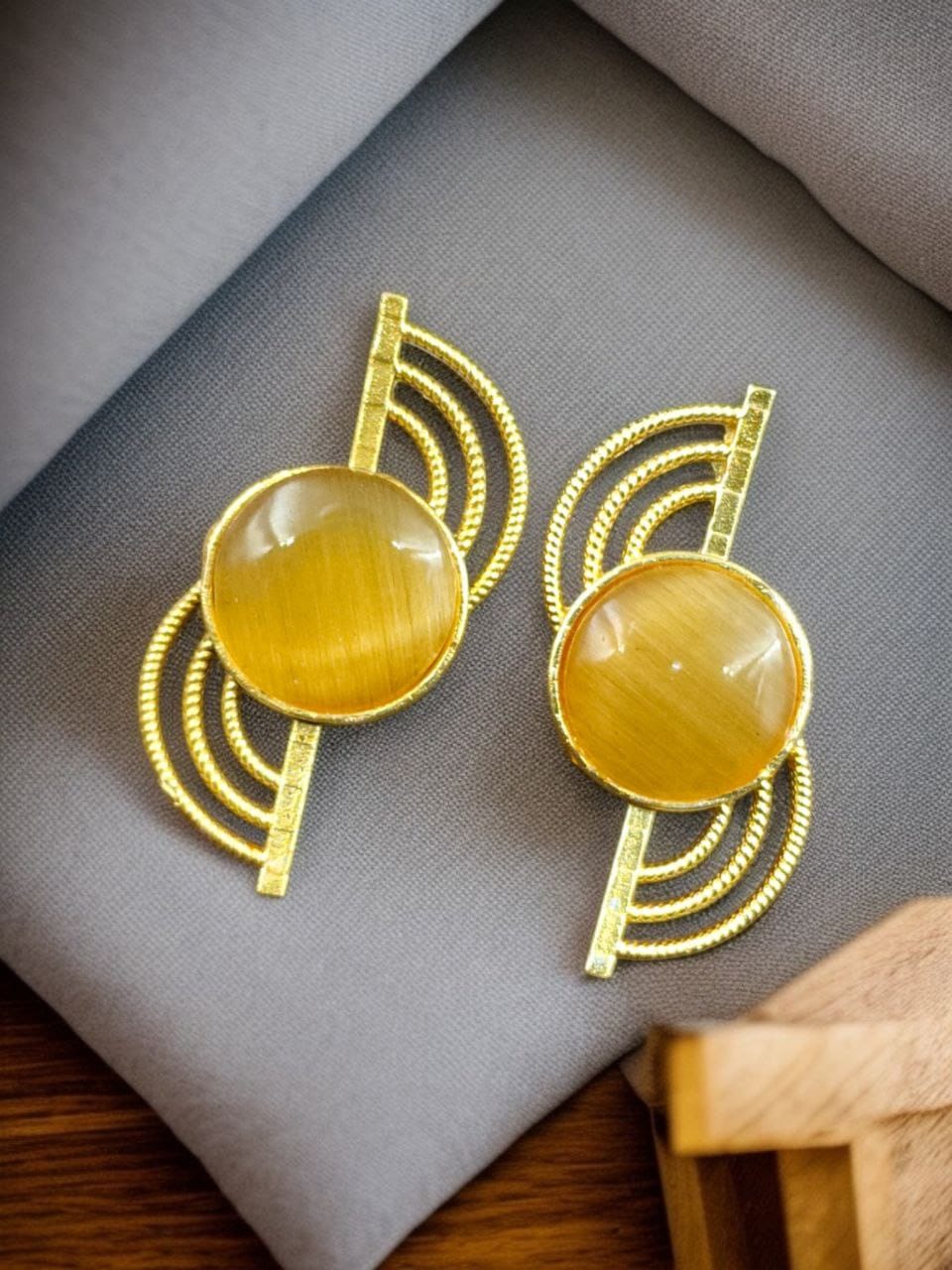 Exclusive Gold-Plated Stud With Stone | Light weighted Partywear Earring