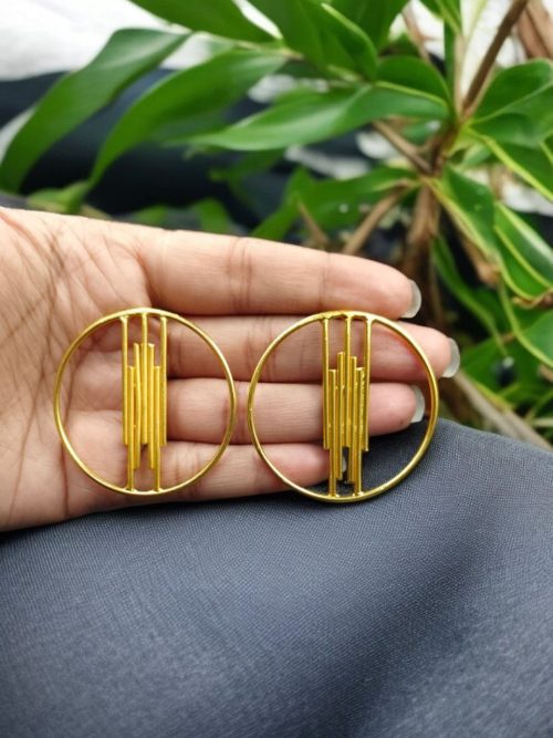 Designer Gold Plated Circle Stud | Affordable Western Style Earrings