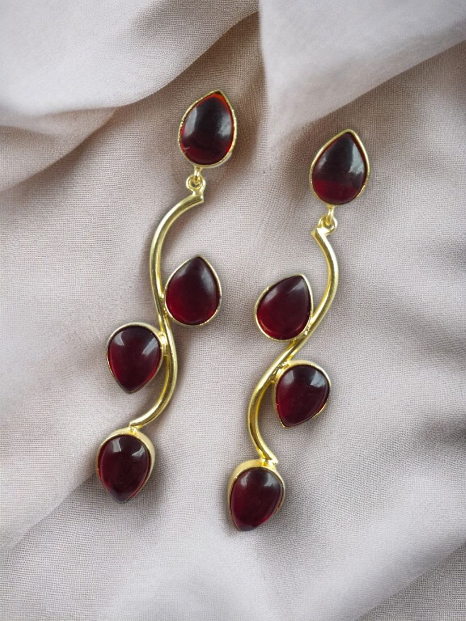Light Weighted Gold Plated Long Earrings | Stones Dangler jewellery