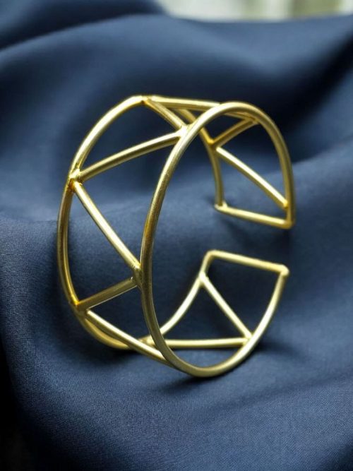 Handmade Geometric Cuff Bangles | Trendy & Unique Gold Plated Bracelet