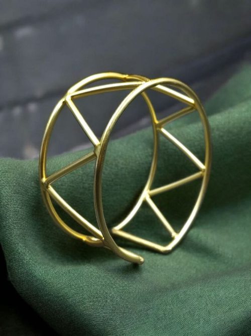 Handmade Geometric Cuff Bangles | Trendy & Unique Gold Plated Bracelet