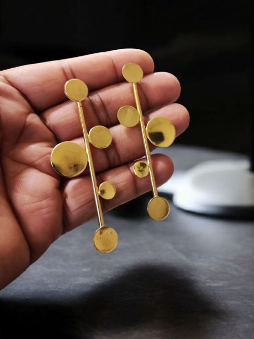 Trendy Gold-Plated Circle Stud Earrings | Contemporary Unique Western Jewelry