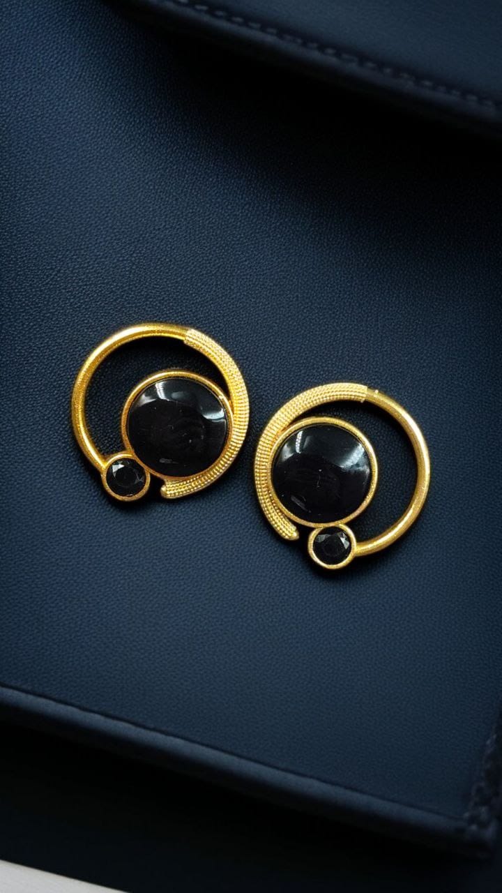 Premium Round Monalisa Stone Earrings | Best Western Contemporary Jewelry