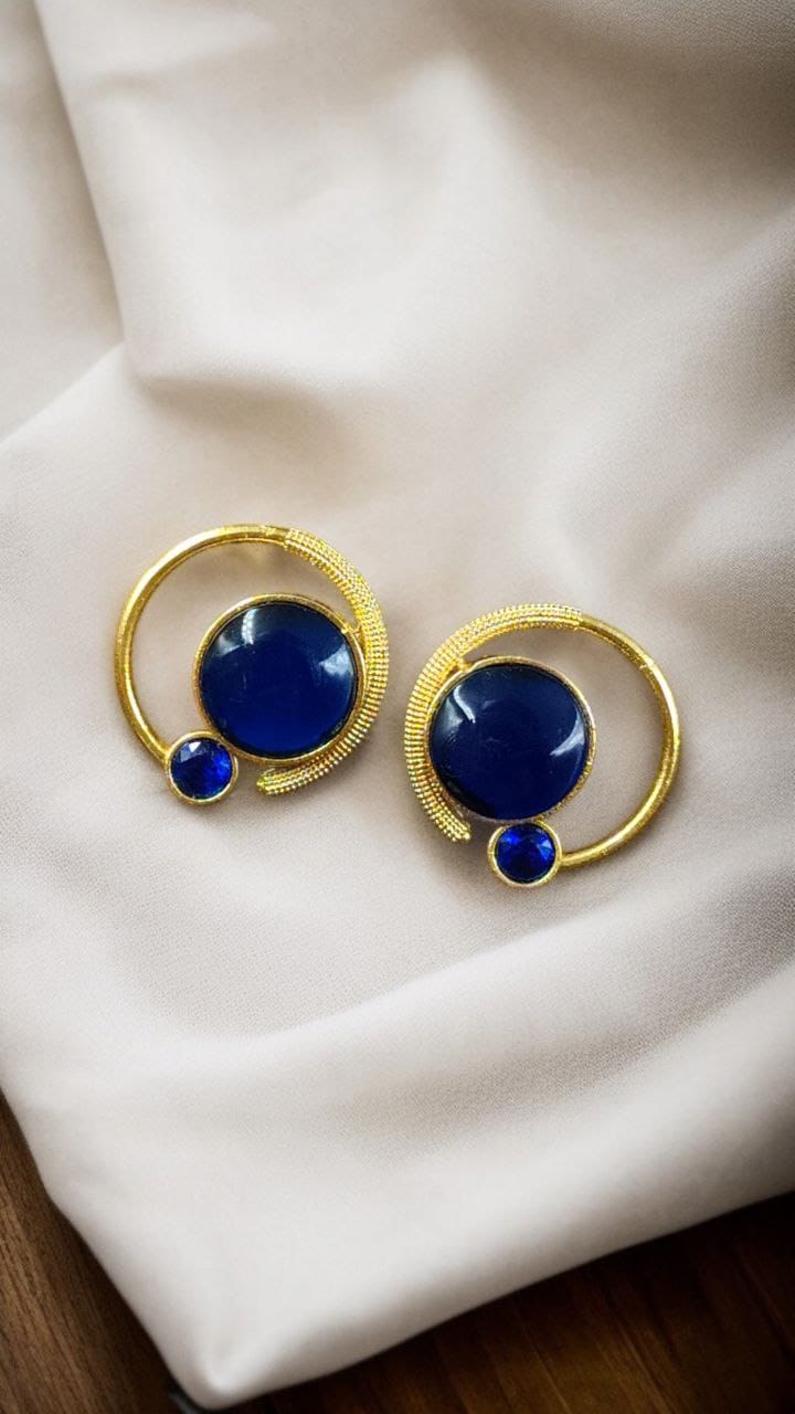 Premium Round Monalisa Stone Earrings | Best Western Contemporary Jewelry