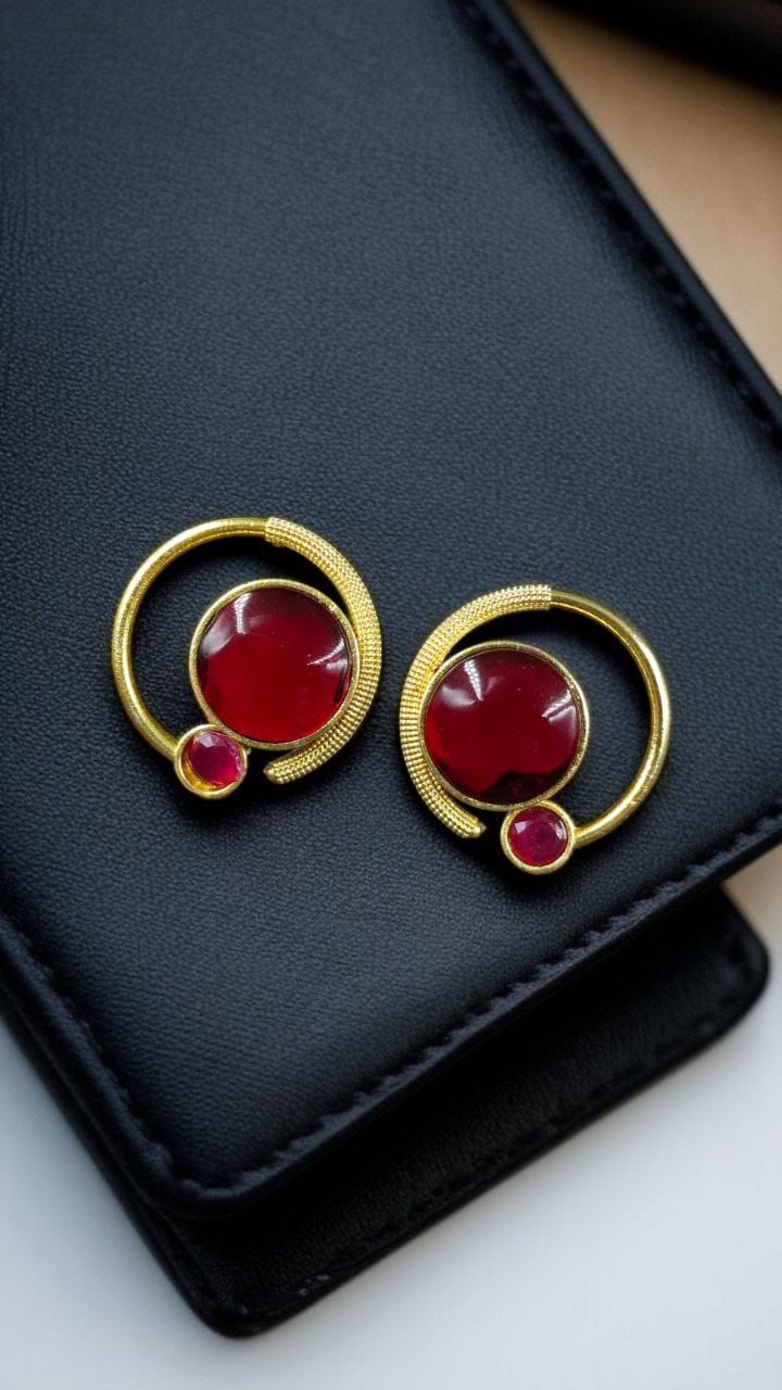 Premium Round Monalisa Stone Earrings | Best Western Contemporary Jewelry