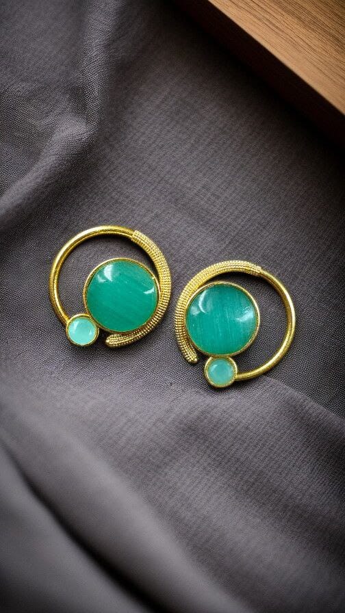Premium Round Monalisa Stone Earrings | Best Western Contemporary Jewelry